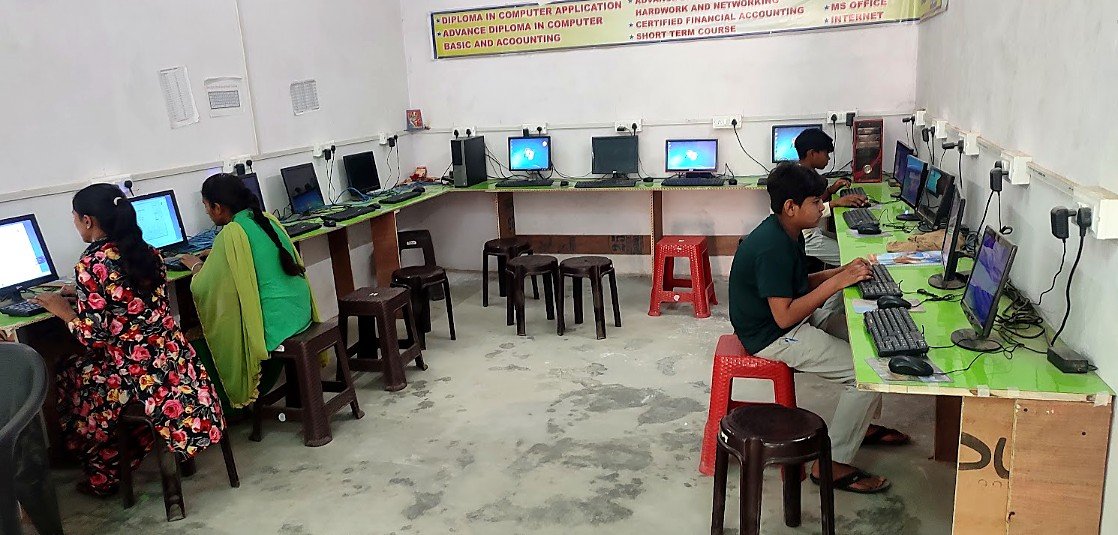 Students learning in our computer lab and digital library